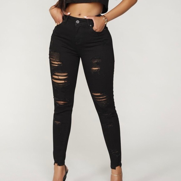 Fashion Nova Denim - NWOT Fashion Nova black high waisted ripped jeans